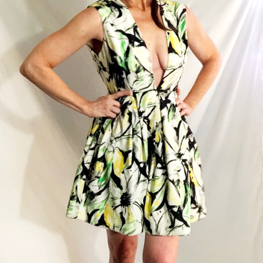 Rubber Ducky Plunging V-Neck Party Dress Size XS